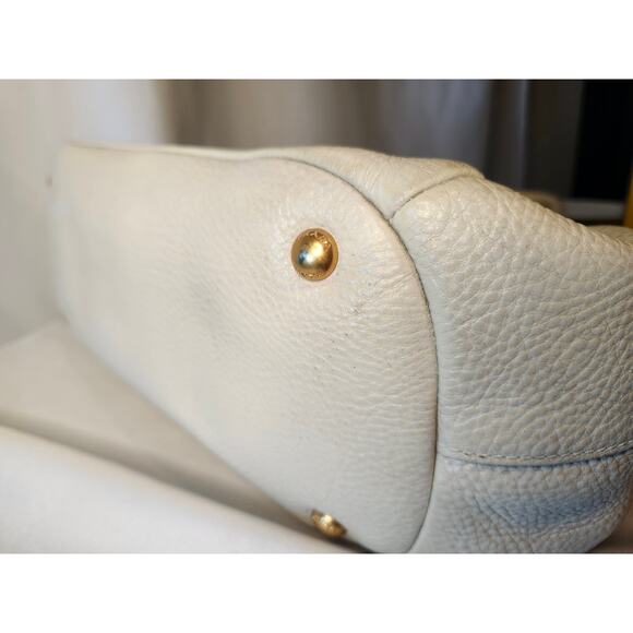 Prada Vitello Daino Tote White Cream Leather with Crossbody Strap Work Bag - Picture 10 of 16